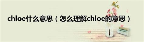 chloe是什么意思.